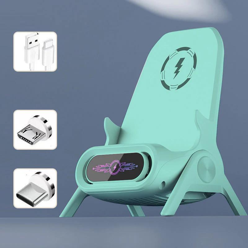 15W Portable Mini Chair Wireless Charger Stand Desktop Super Fast charging With Speaker function Universal Mobile Phone stand