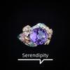 Two-color Gold Craft Handmade Inlaid Fireworks Cut Purple Diamond Ring, Colorful Flower Opening Colored Treasure Ring