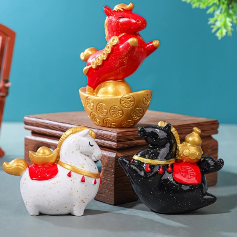 Vintage Horse Statue Zodiac Horse Sculpture Feng Shui Collection Light Horse Sun Catcher Ornament Home Desktop Decor