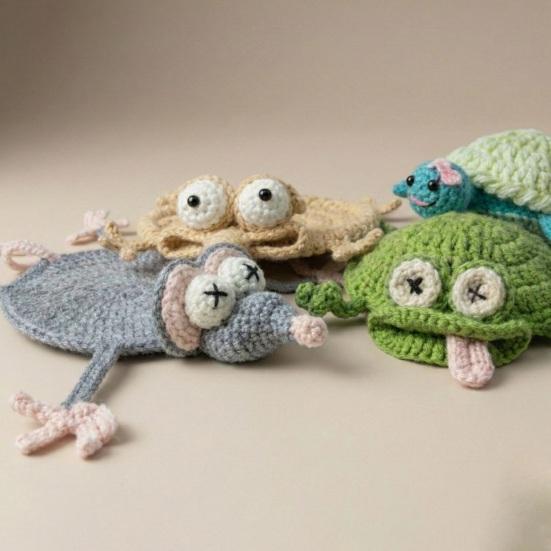 Crochet Coaster Frog Squid Turtle Insulating Coffee Mats Animal Pattern Drink Coasters Novelty Gift for Home Party Office