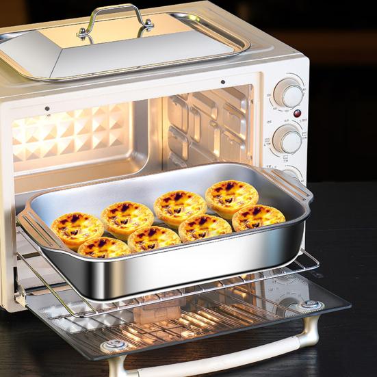 Stekepanne i rustfritt stål med lokk og håndtak Kraftig kalkunbaking Stekebrett med høye sider Induksjonsstekebrett for kylling, grønnsaker, lasagne