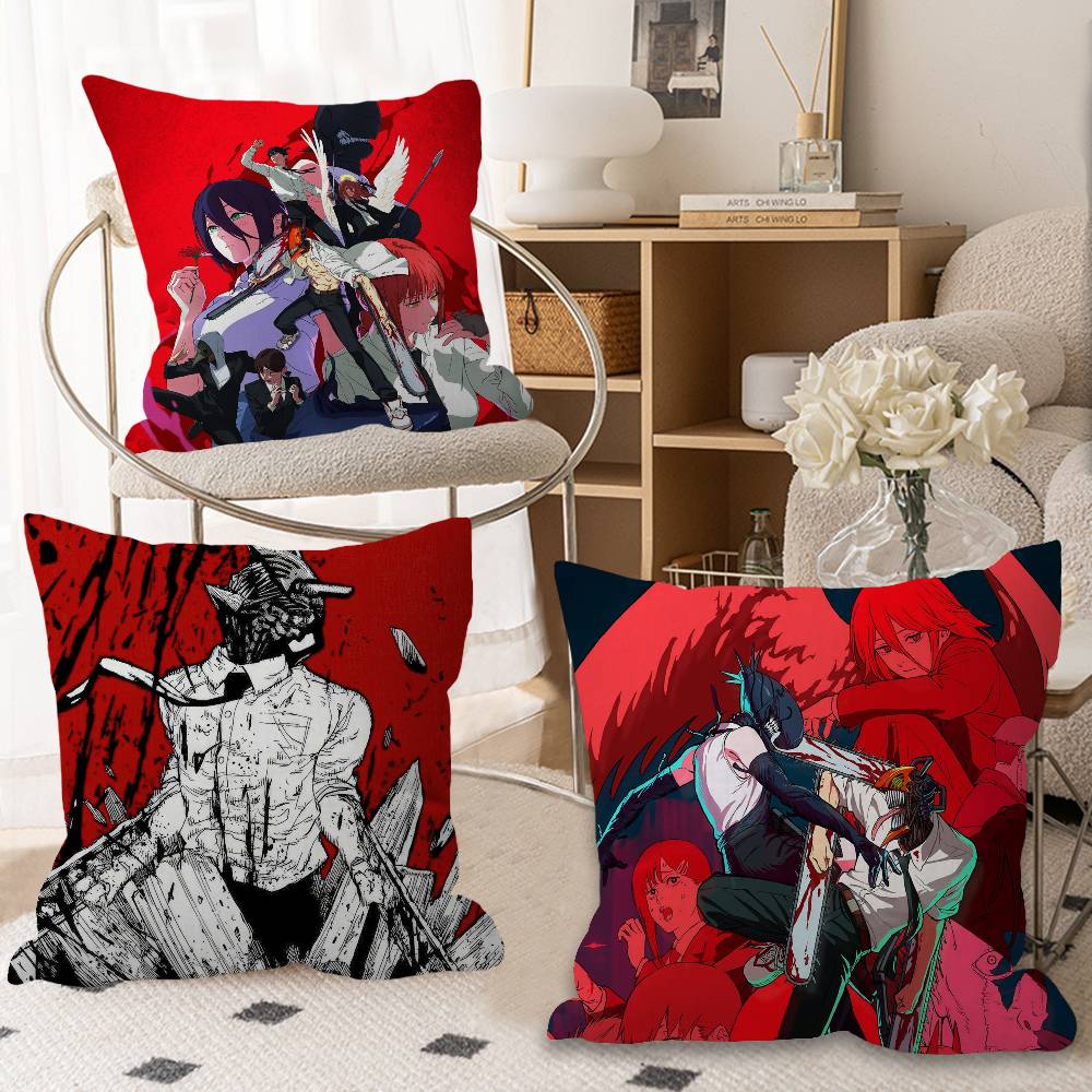 Anime Chainsaw Man Poszewka na poduszkę Poduszka Poszewka na poduszkę Pokój dzienny Sofa Wystrój domu Spersonalizowana