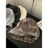 American retro short-brimmed stacking hat lazy wind big head circumference knitted cold hat women's face small plain headgear