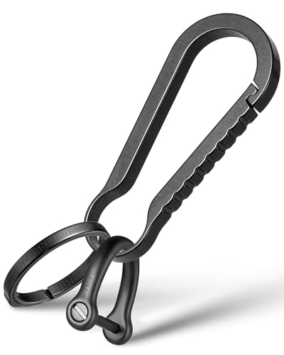 

TIMULTI Брелок Титановый Карабин Стильный Автомобильный Велосипедный Быстросъемный Крючок для Ключей с Кольцом для Ключей Легкий Простой в Установке Брелок (Черный/Титан