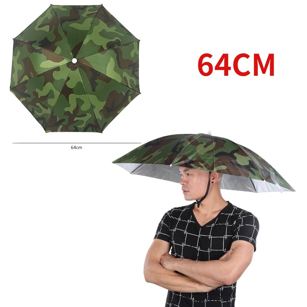 Outdoor Foldable Head Umbrella Hat Anti-Rain Anti-Sun Head-Mounted Headwear Sun Cap for Fishing Golf Cycling Hiking Camping