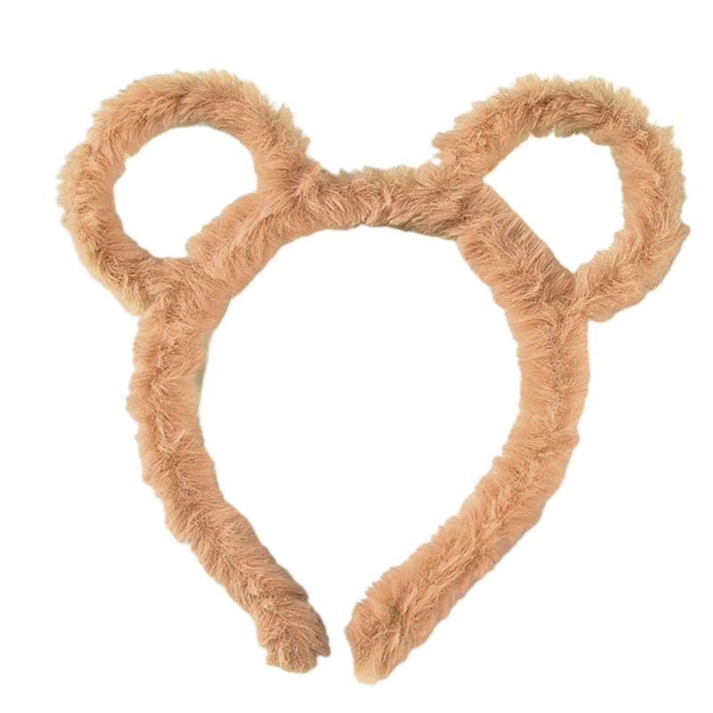 Soft Bear Ears Headbands Plush Mouse Hair Hoop for Washing Face Cartoon Animal Hairbands Halloween Costume Cosplay Headpiece