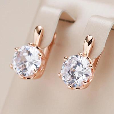 Simple Luxury Large Zircon Drop Earrings for Women Golden Daily Bling Accessories Wedding Jewelry