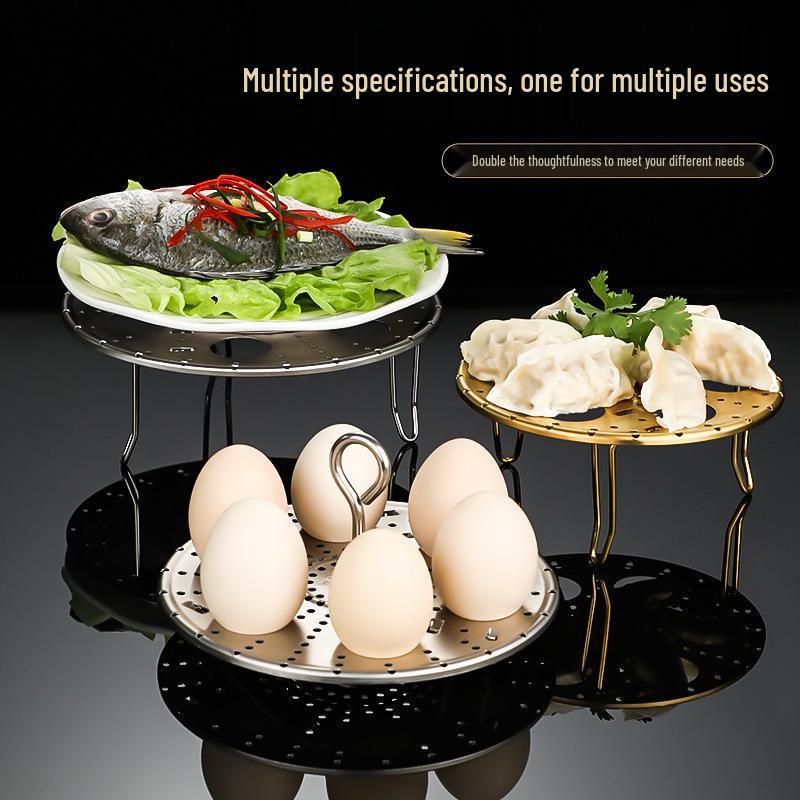 Household Multifunctional Stainless Steel 304 Egg and Mantou Steaming Rack with High Feet