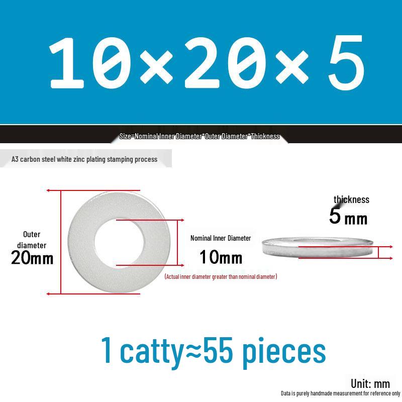 Extra Thick Galvanized Iron Flat Washer, Round, M3-M62