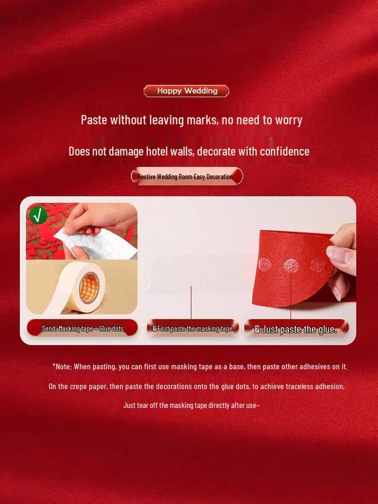 Complete Wedding Room Decoration Set: Non-Damaging Decor for Bride's Family Living Room and Bedroom