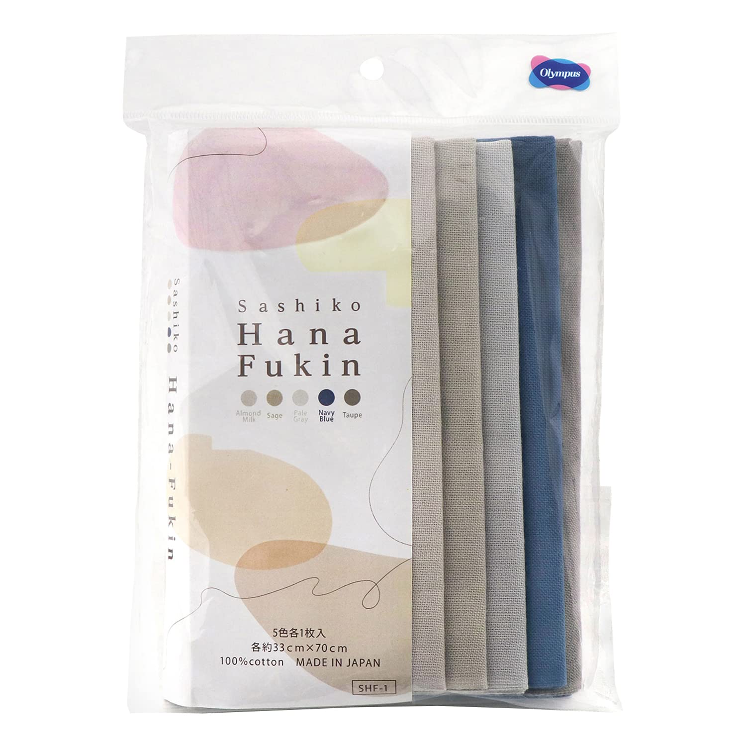 Olympus Sashiko Hana Fukin Flower Set of 5 Colors Piece (Sashiko Dishcloth) (1 Each) SHF-1