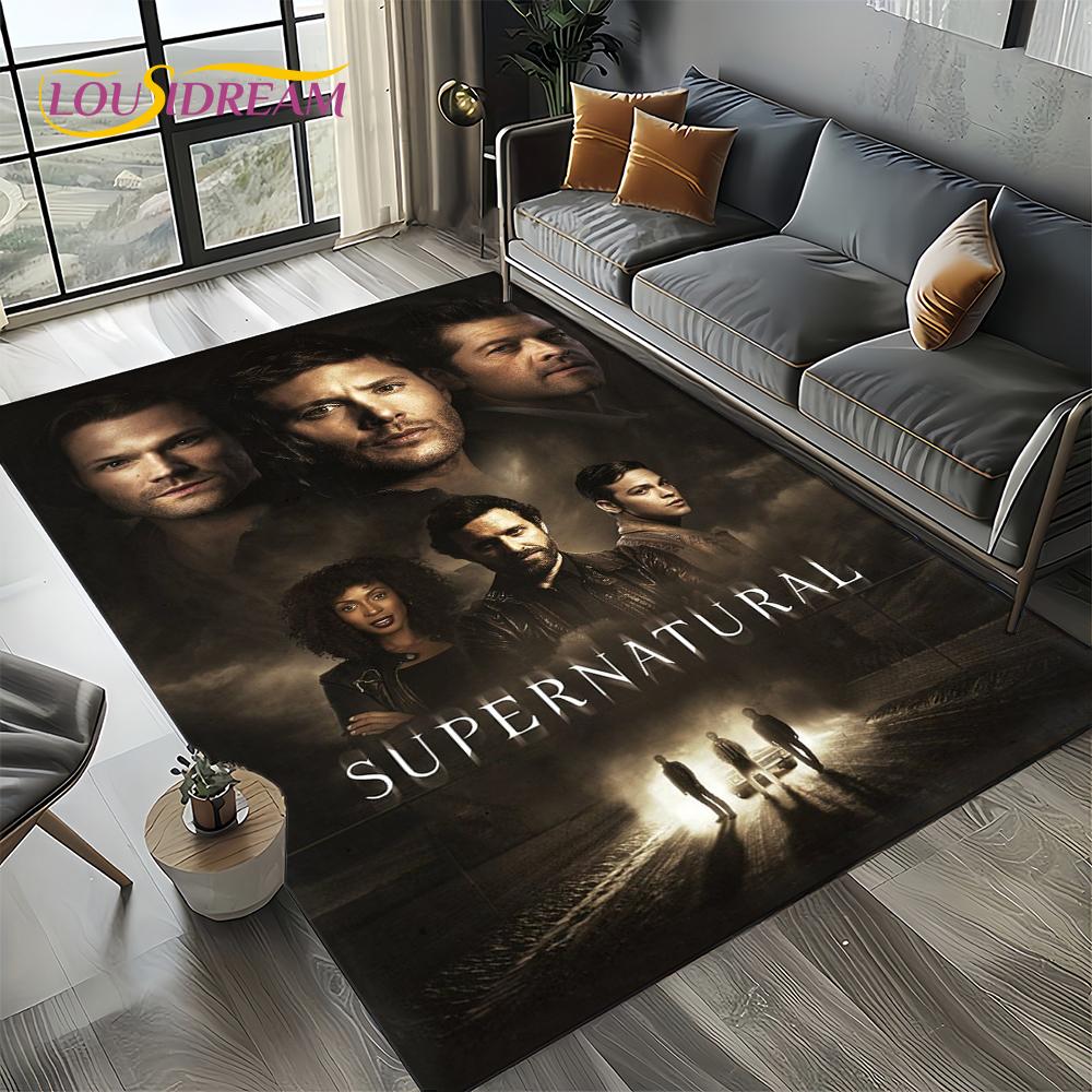 3D SPN Supernatural Sign Dean Sam Carpet Rug for Living Room Bedroom Home Sofa Decoration,Kids Play Area Rug Non-slip Floor Mat