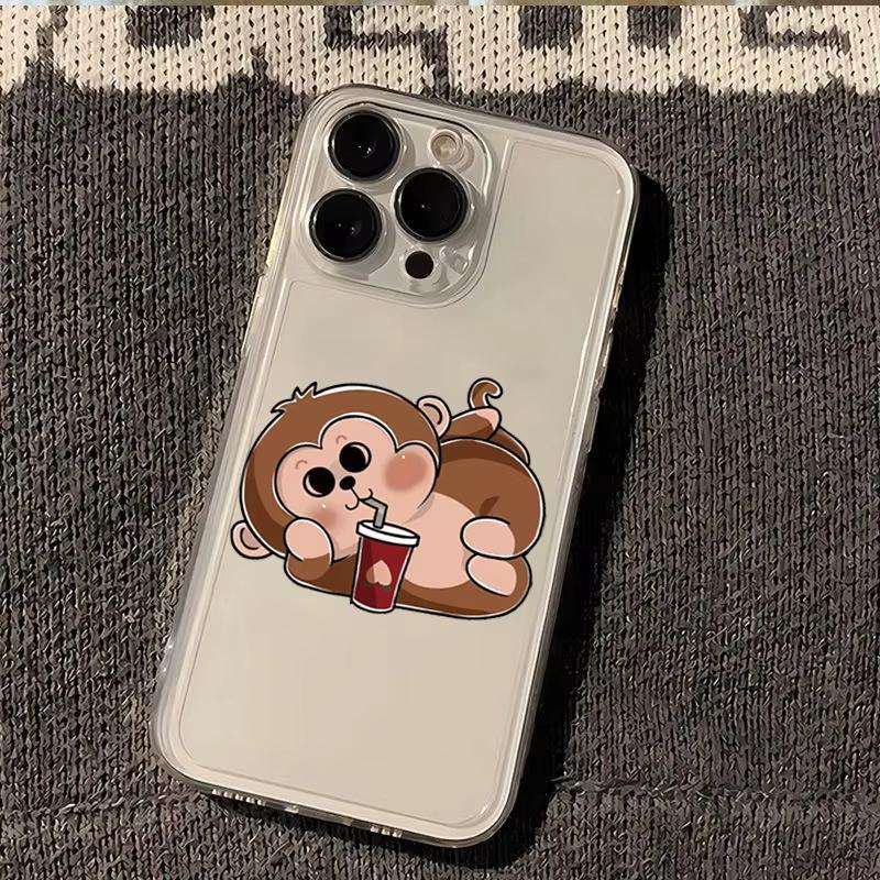 

Monkey Graphic Pattern Phone Case For iPhone 17 Pro Max 16 15 Pro 14 13 Mini 12 11 17Air 16 Plus Clear Bumper Cover iPhone 12 mini