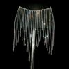 Glittering Tassel Belly Belt Rhinestone Waist Chain for Women, Sparkly Sexy Dance Body Skirt-Style Accessory Dancing Hip Accessory, Elastic
