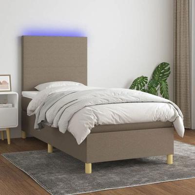 Maison Exclusive - Sommier À Lattes De Lit Et Matelas Et LED Taupe 90x200 Cm Tissu