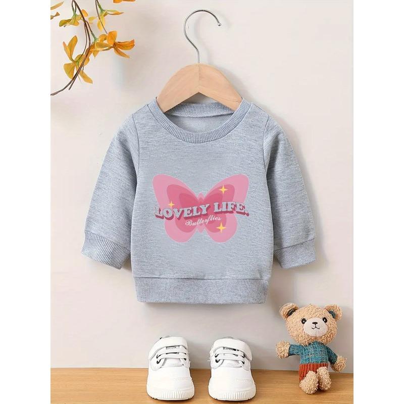 European sizes Spring and Autumn Baby Kid Comfortable Simple Printed Pattern Versatile Round Neck Hoodie