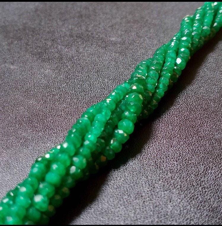 Faceted Emerald Beads: Genuine Zambia Green Gemstone, 3-4mm, 2-30 String 8