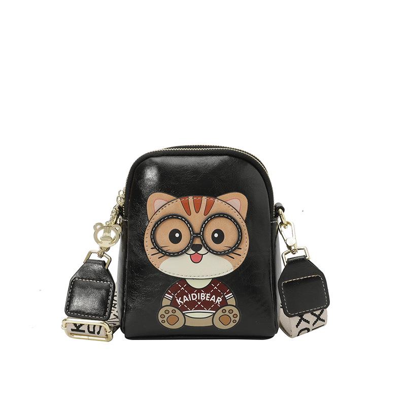 

2025 Женская милая мультяшная сумка-кроссбоди с несколькими отделениями и рисунком медведя Hello Kitty чёрный