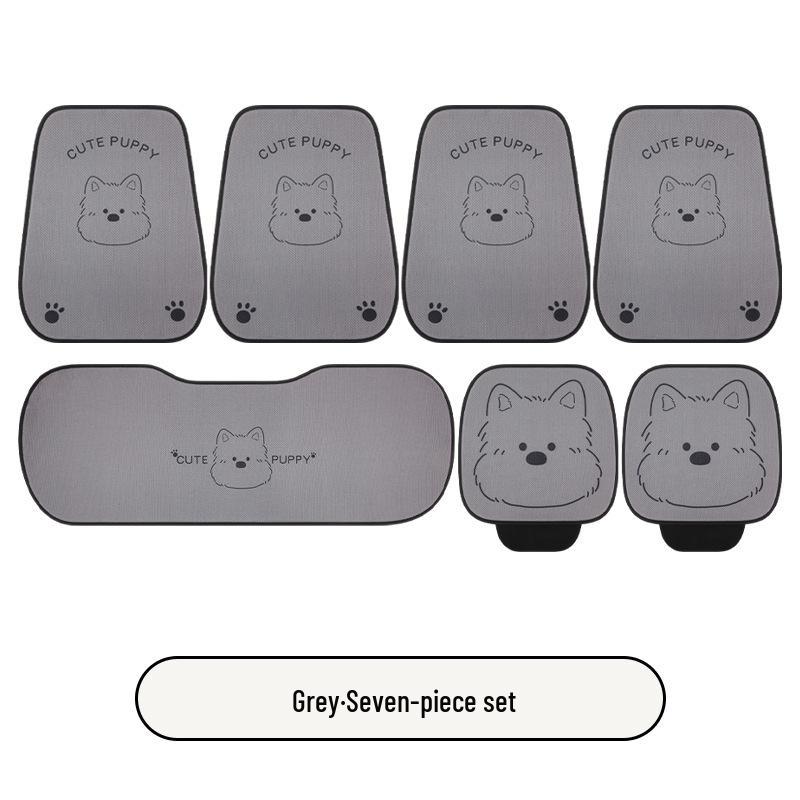 West Highlands Cute Cartoon Cotton Linen Car Seat Cushion for Women - Fits Toyota BZ3, RAV4, Corolla, and Ruifang