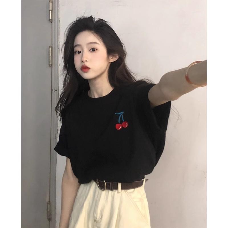 Women's Pure Cotton Cartoon Print Heavyweight Loose Round Neck Short Sleeve T-Shirt