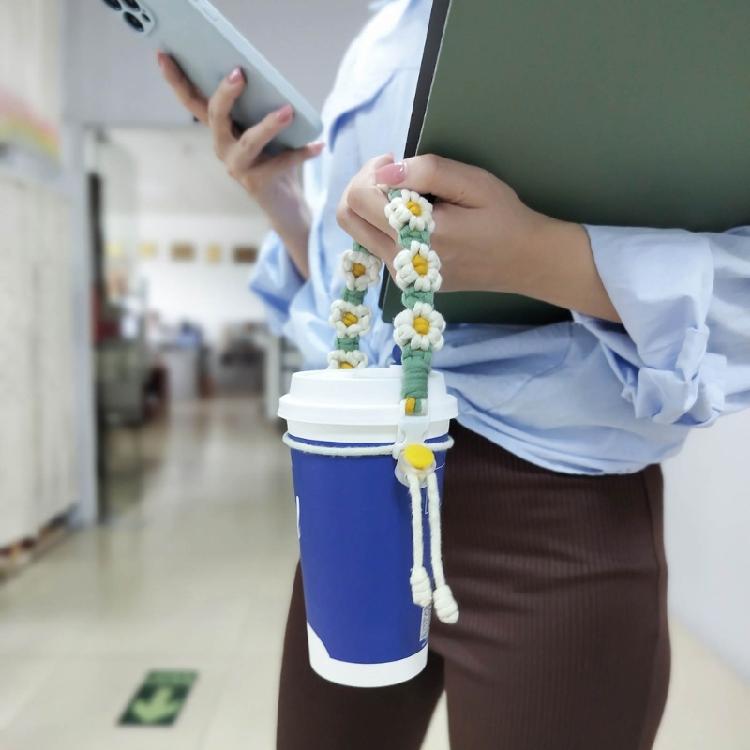 Outdoor Water Bottles Handle Handwovens Flower Cord Drink Bottle Carriers Strap