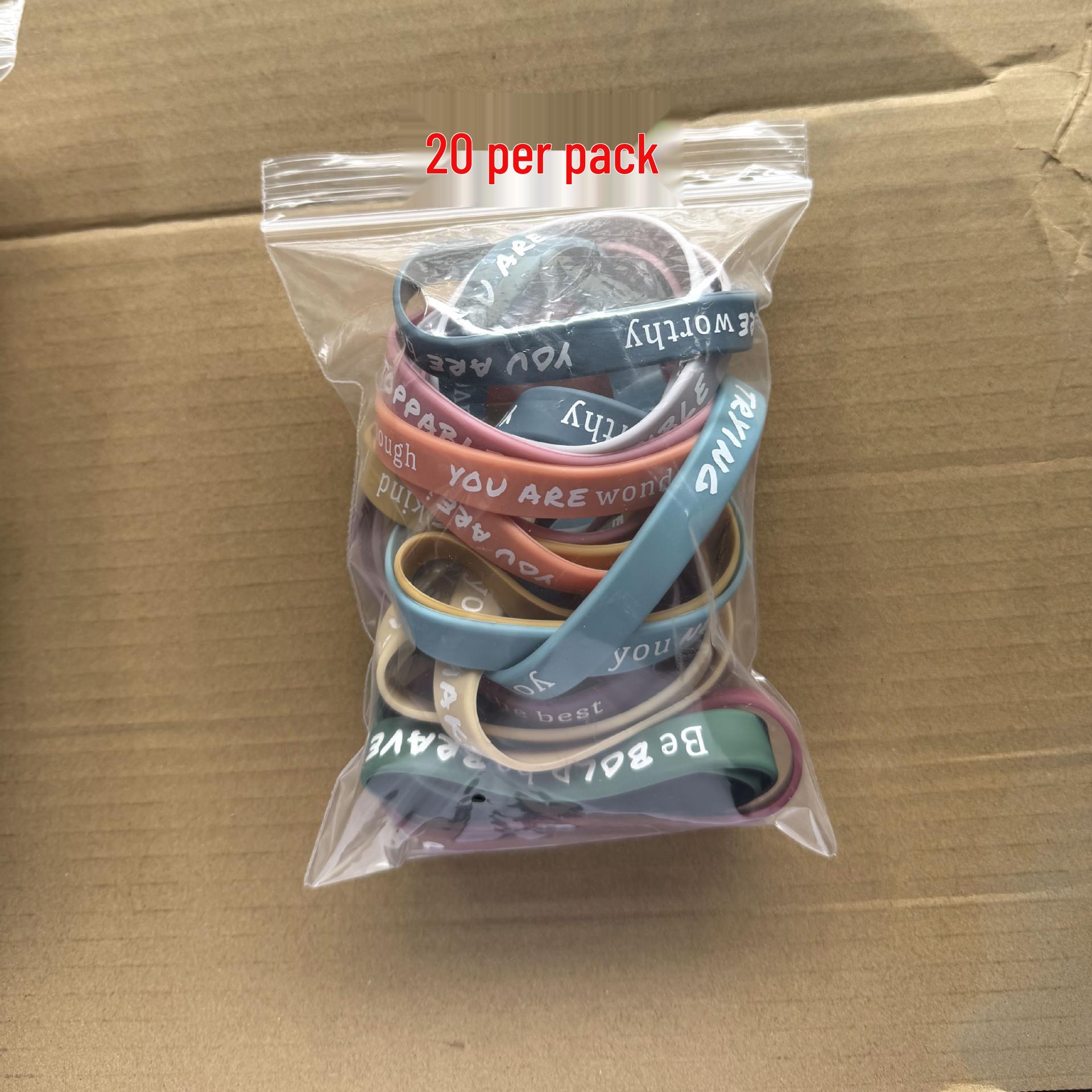 In-Stock Motivational Silicone Bracelet - Macaron Colors with English Quotes