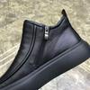 Men's Winter Chelsea Boots - British Style, Warm Velvet, Leather, Trendy High Top, All-Match Cotton.