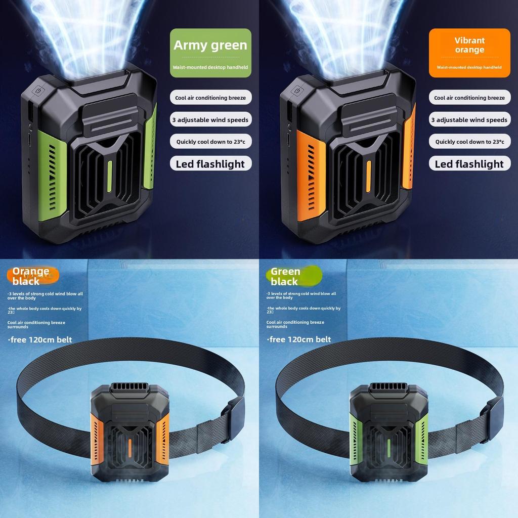 Portable Usb Handheld Waist Fan With 3speed Settings For Outdoor Camping And Sports