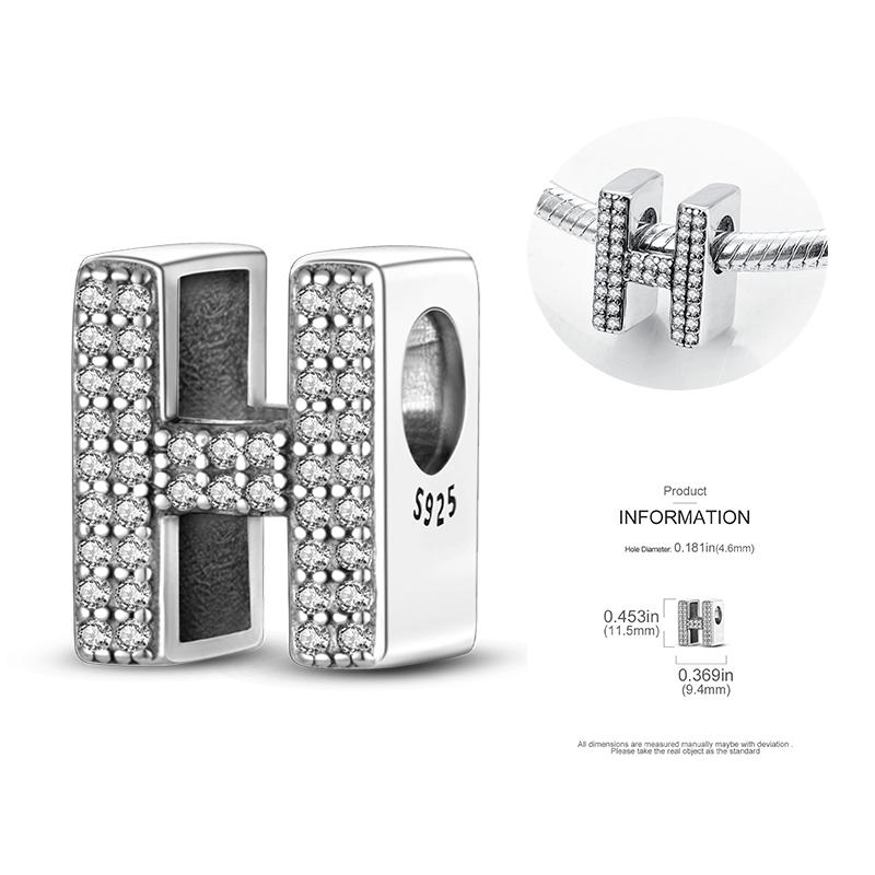 26 A-Z Alphabetperlen Kupfer Liebesbrief-Anhänger Passend für Original 3mm Damenarmband Armreif Cz Zirkonperle DIY Schmuck Geschenk