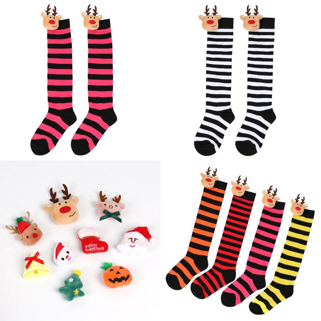 New Arrival Kids Christmas Socks With Cute Cartoon Deer Plush Toy Polyester Fabric Friction Resistant