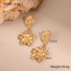 GEMCHIC Women's Gold Flower Necklace Set with Dangle Earrings and Ring, Luxury Titanium Steel Jewelry