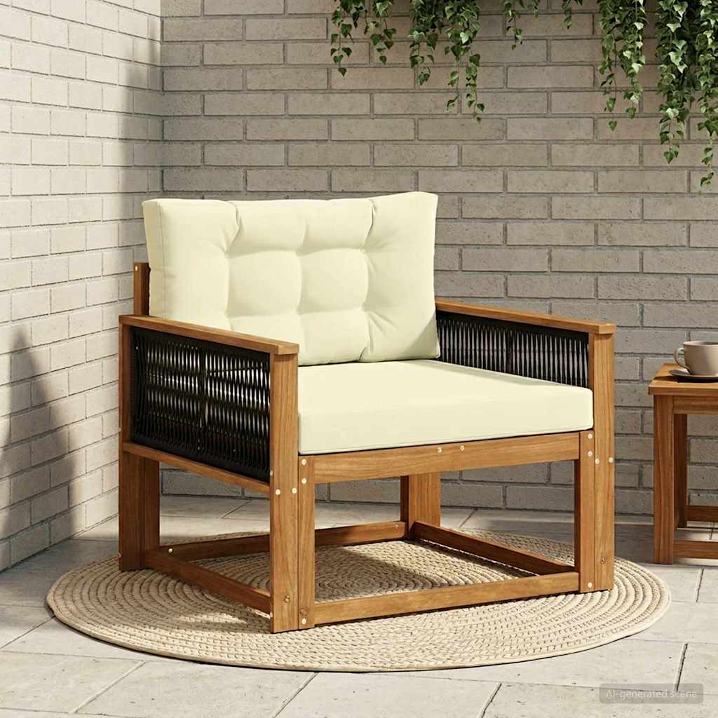 Outdoor Middle Sofa Solid Acacia Wood Natural