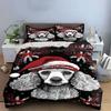 White dog, Santa hat. Bedding sets Duvet cover sets Duvet covers Pillowcases(1 * Duvet Cover 2 * Pillowcases without duvet insert)
