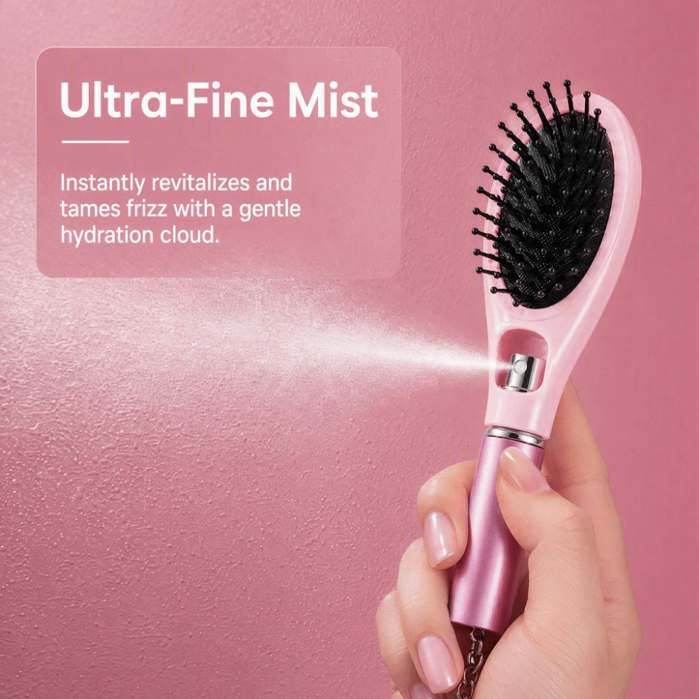 Hair Care Spray Massage Comb Multi-Function Hair Brush with Keychain Misting Hair Brush Outdoor