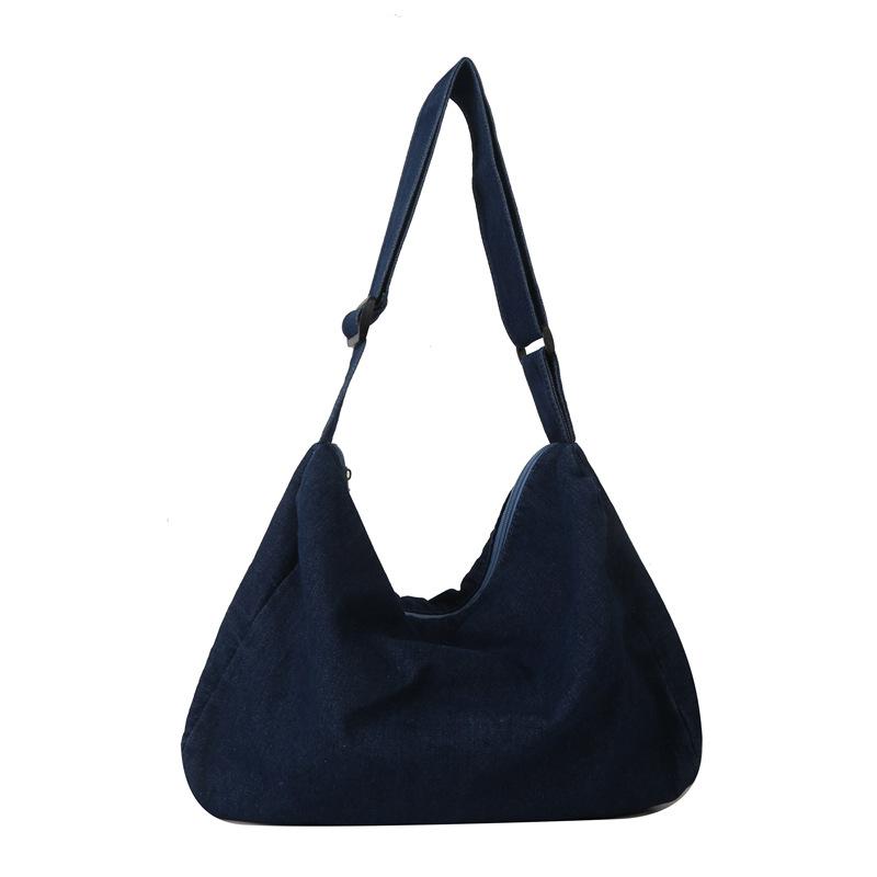 Denim fashion simple solid color casual bag 2025 autumn new simple shoulder messenger bag tote bag looks good
