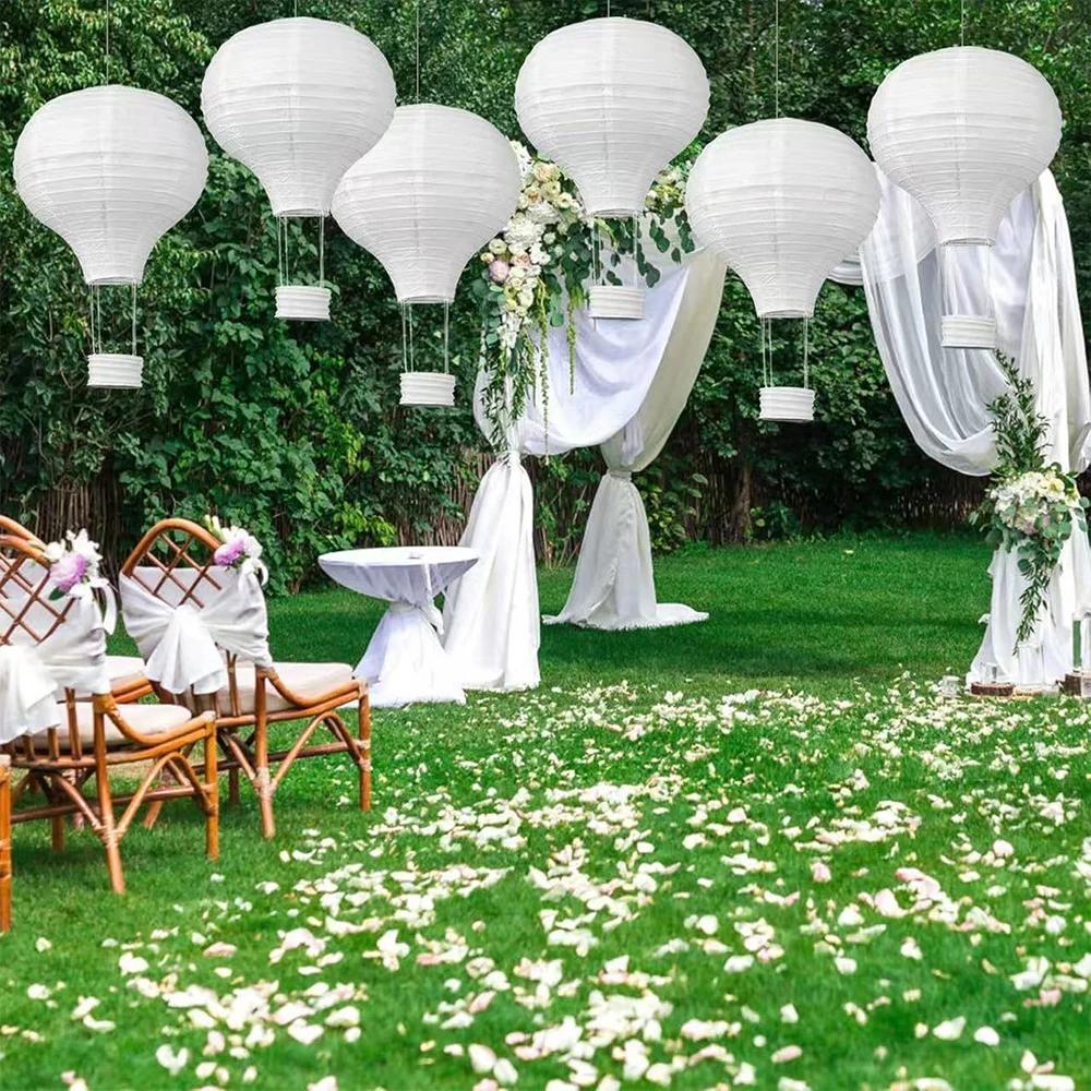 Runtow 6pcs 30cm White Hot Air Balloon Paper Lantern ,Wedding Birthday Party Home Hanging Decor