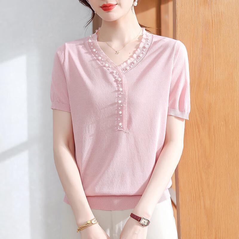 XUEXI Mid-Age Women s Ice Silk Knit Top L