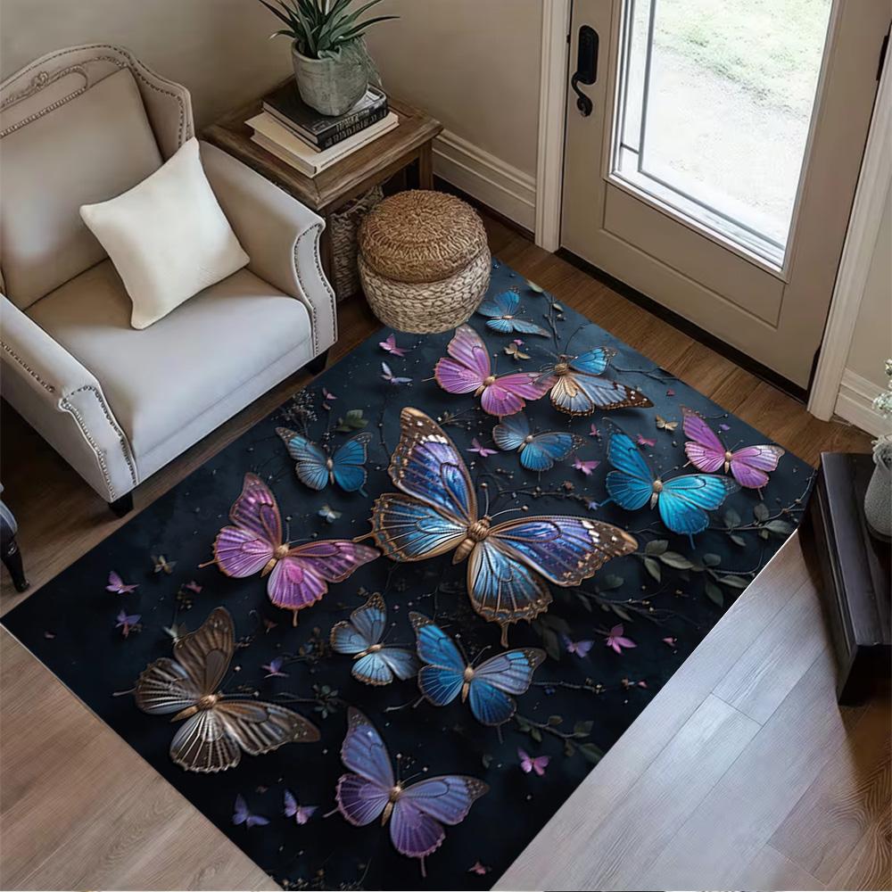 1pc Butterfly Design Home Carpet Non-slip Office Decor Gift Living Room Bedroom