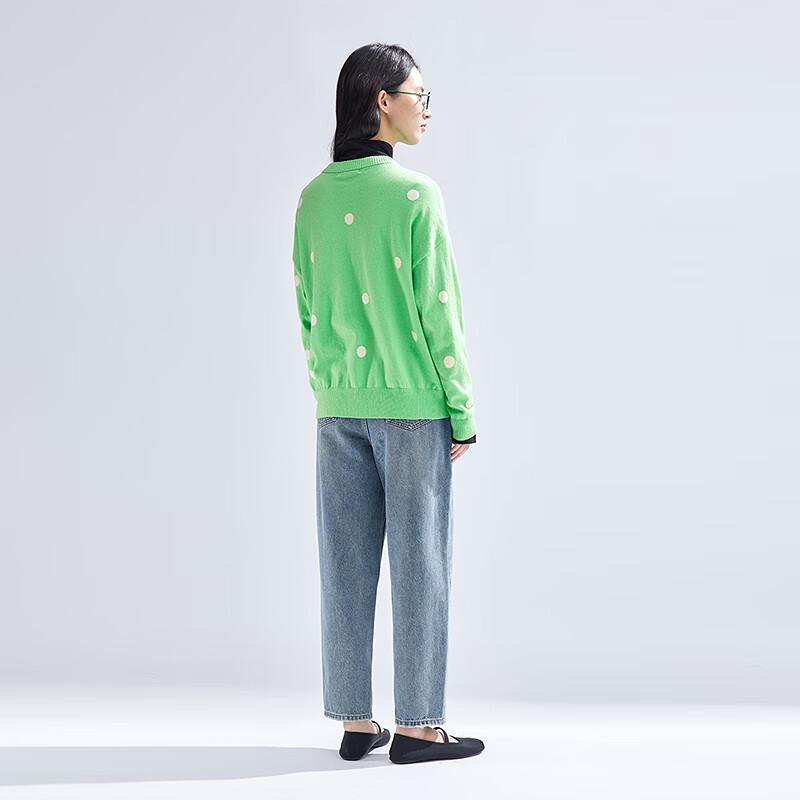 Women's Stylish Polka Dot Knit Round Neck Sweater