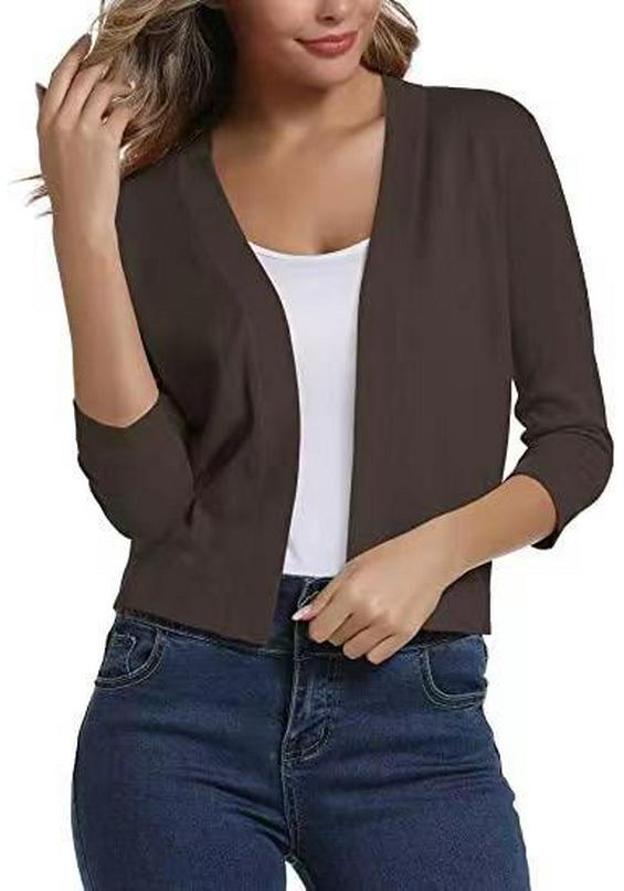 Versatile Women's Knit Cardigan Sweater - Simple, Short Jacket for Spring and Autumn