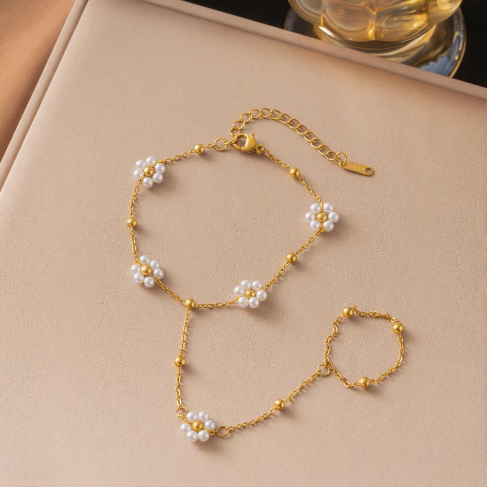 Gold-Plated Double Layer Thin Chain Stainless Steel Hand Chain Jewelry