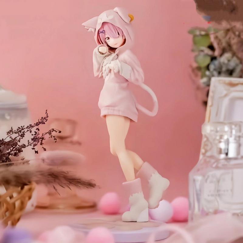Re from scratch in a different world life Cat Ear Rem Sakura Rem Figure Anime Girl Chassis Ornament