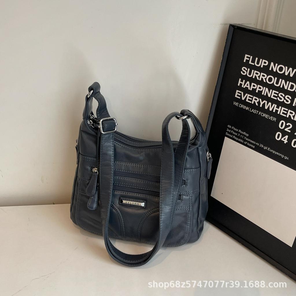 2025 New Fashion Retro Large Capacity Crossbody Bag Women's Trend Versatile PU Soft Leather Casual Lightweight Shoulder Bag
