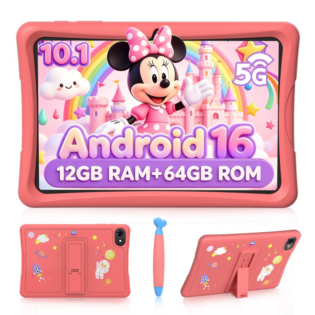 ExcitPower K10 Tablet per Bambini da 10,1 Pollici Android 16, 4GB RAM 64GB ROM, Ampio Display Widevide L1, Octa-core RK3562, 5000mAh, WiFi 5G