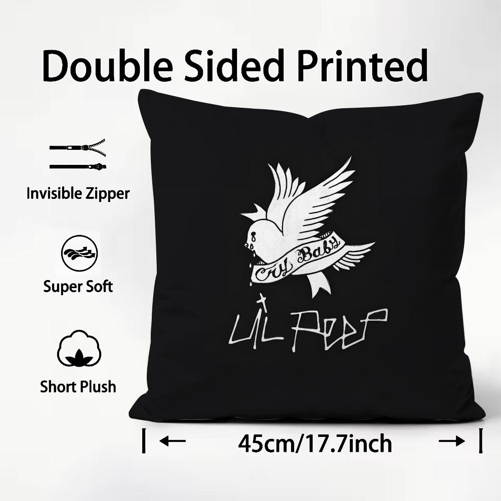 LLil PeepP HellS Boy Singer Cushion Cover Plush Fabric Soft DoubleSided Printed Sofa Warm Winter Home Child Gift Pillow Case