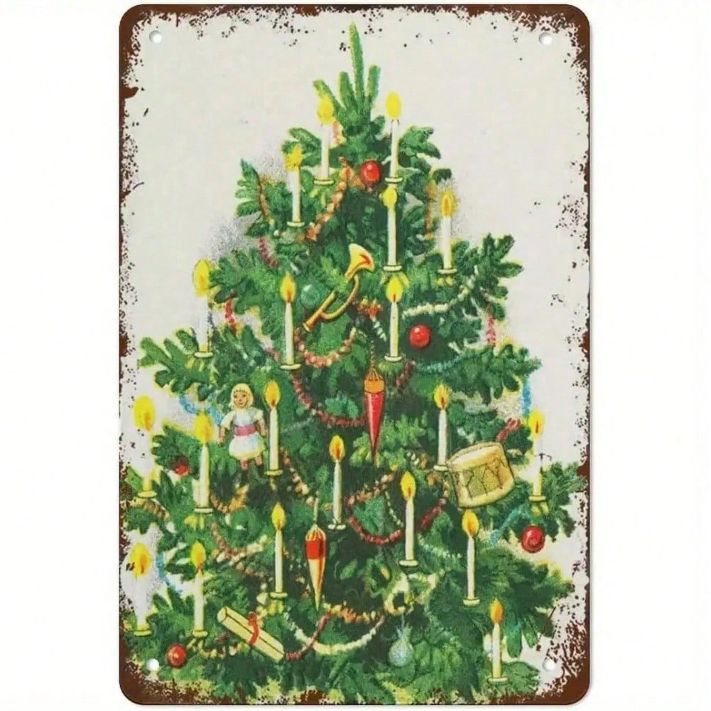 

Vintage Metal Tin Sign Christmas Tree Wall Art Decor for Home Bar Cafe Office 20x30 разноцветный