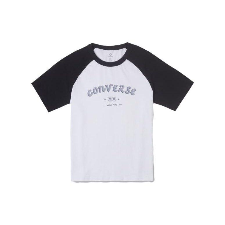 Converse Raglan Sleeve T Shirt Women's Black White 10026176-A01
