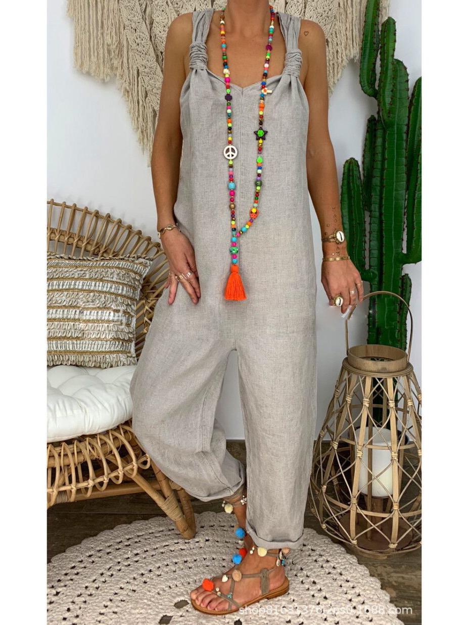 

Вільний Повсякденний Льняний Комбінезон Великого Розміру (2021 рік) 5XL