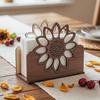 Rustic Napkin Holder Vintage Butterfly/Sunflower Wooden Paper Towel Dispenser Tabletop Standing Napkin Rack for Kitchen Dining Room Farmhouse Party
