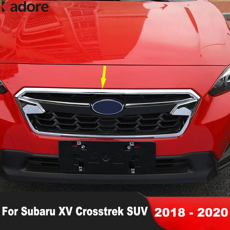 Front Center Grille Grill Cover Trim For Subaru XV Crosstrek SUV 2018   Chrome Car Racing Grills Frame Trims Accessories